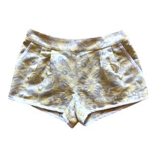 Aritizia Wilfred Flower Jacquard Yellow Silk Pull On Shorts Size 6
